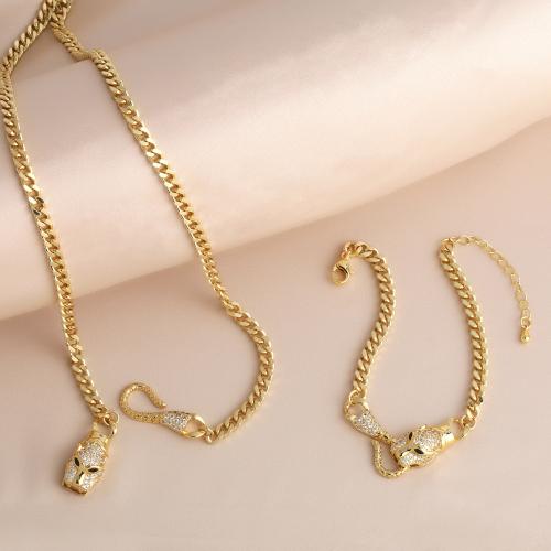 Brass Jewelry Set plated fashion jewelry & micro pave cubic zirconia golden nickel lead & cadmium free Sold By PC