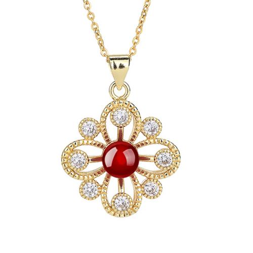 Cubic Zircon Micro Pave Brass Necklace with Gemstone with 5CM extender chain plated micro pave cubic zirconia & for woman golden Length Approx 40 cm Sold By PC
