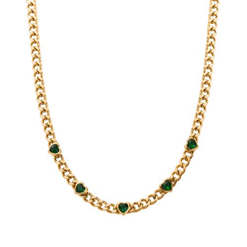 304 nehrđajućeg čelika Narukvica i ogrlica, Srce, zlatna boja pozlaćen, različitih stilova za izbor & za žene & s Rhinestone, Prodano By PC