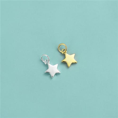 925 Sterling Silver Pendant Star plated DIY Approx 3.3mm Sold By PC
