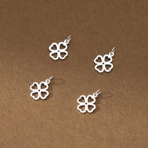 925 Sterling Silver Pendant Four Leaf Clover DIY & hollow Sold By PC