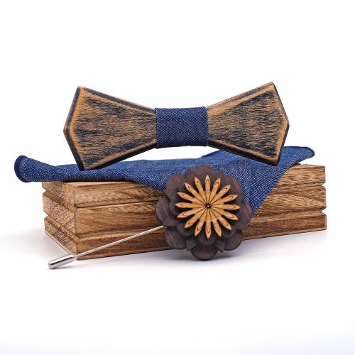 Bow Tie Maple Square Scarf & Bow Ties & brooch with 304 Stainless Steel three pieces & for man Bow 120*64*13mm 14.5*8.5*3.3 cm Sold By Set