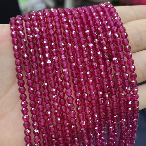 宝石ジュエリービーズ, ルビー, ラウンド形, ファッションジュエリー & DIY & 異なるサイズの選択 & 切り面, 赤紫色, で販売される 約 38 センチ ストランド