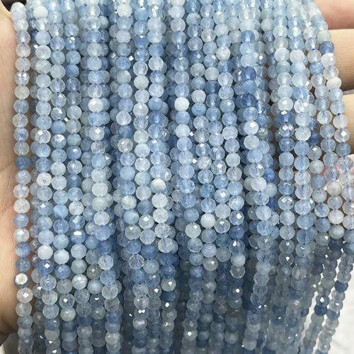 Dragi kamen perle Nakit, Akvamarin, Krug, modni nakit & možete DIY & faceted, More plavo, 4mm, Prodano Per Približno 38 cm Strand