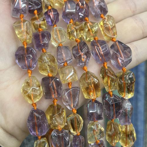Grânulos de quartzo natural jóias, ametista, with Cristal amarelo, Pepitas, joias de moda & DIY, cores misturadas, 12x15mm, vendido para Aprox 38 cm Strand
