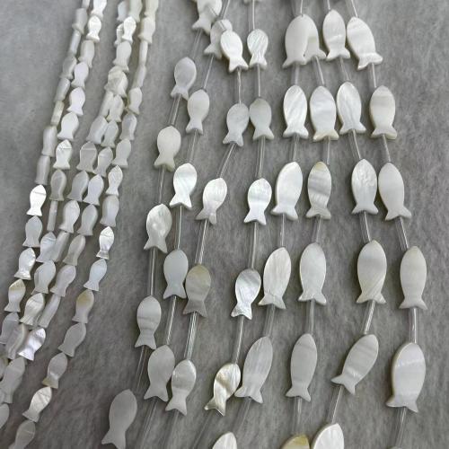 Natural Freshwater Shell Beads Fish fashion jewelry & DIY white Sold By Strand