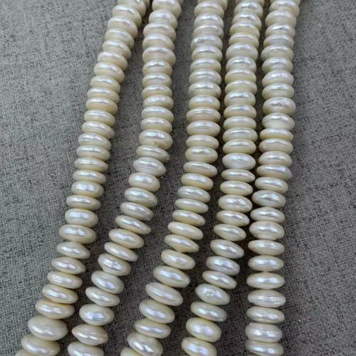 Tlačítko kultivované sladkovodní Pearl Beads, módní šperky & DIY, bílý, Length about 14-15mm, Cca 67PC/Strand, Prodáno By Strand