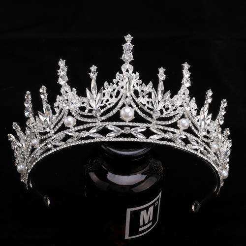 Bridal Tiaras Zinc Alloy with Crystal & Plastic Pearl for woman & with rhinestone nickel lead & cadmium free diameter 140mm height 80mm Sold By PC