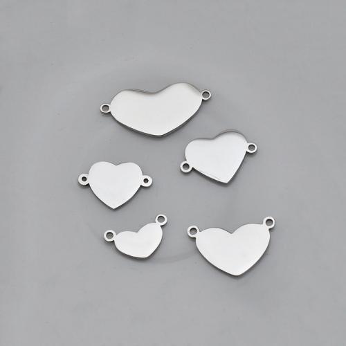 Stainless Steel Connector 304 Stainless Steel Heart polished DIY & 1/1 loop original color Sold By PC