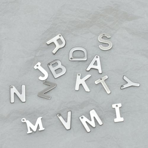 Roestvrijstaal Hangers Brief, 304 roestvrij staal, De Brief van het alfabet, gepolijst, DIY & verschillende grootte voor keus, oorspronkelijke kleur, Verkocht door PC