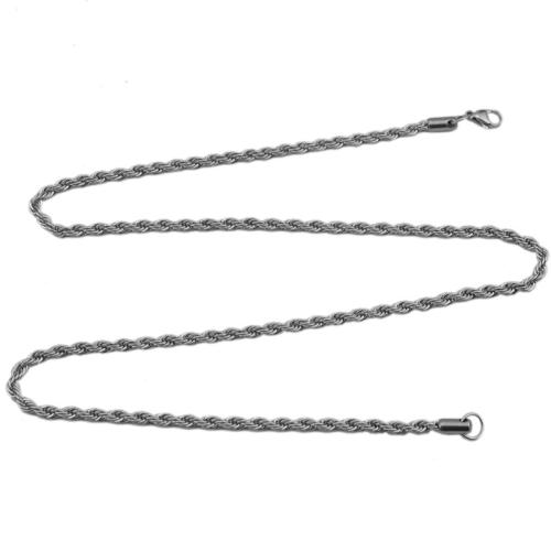 Stainless Steel Nekclace Chain, 304 roestvrij staal, gepolijst, voor de mens, oorspronkelijke kleur, 3.50mm, Lengte Ca 50 cm, Verkocht door PC