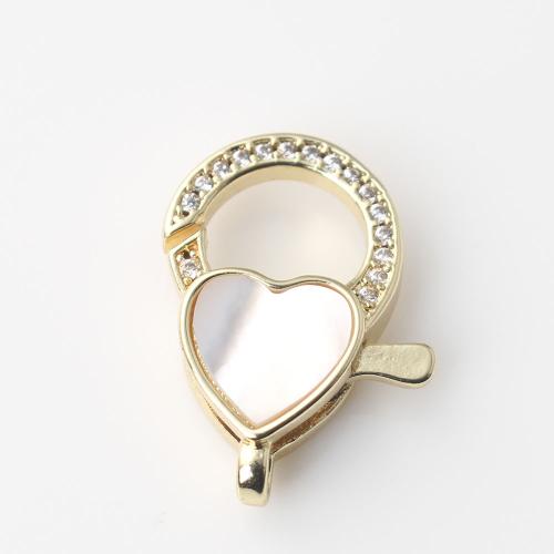 Brass Lobster Clasp with White Shell Heart gold color plated DIY white nickel lead & cadmium free Sold By PC