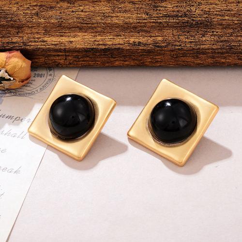 Zinc Alloy Stud Earring painted fashion jewelry golden nickel lead & cadmium free Sold By Pair