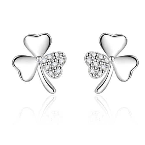 Cubic Zirconia Micro Pave Brass Earring plated micro pave cubic zirconia & for woman platinum color Sold By Pair