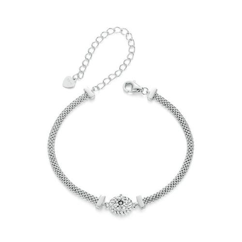 925 Sterling Silver Bangle Bracelet with Moissanite with 5CM extender chain plated for woman silver color Length Approx 15 cm Sold By PC