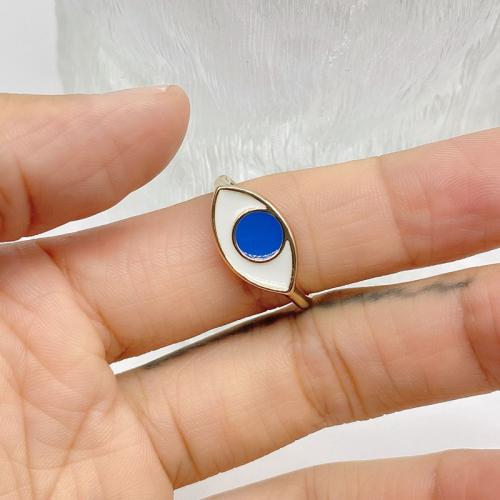 Evil Eye sieraden vinger ring, Messing, plated, voor vrouw & glazuur, wit en zwart, Maat:7, Verkocht door PC