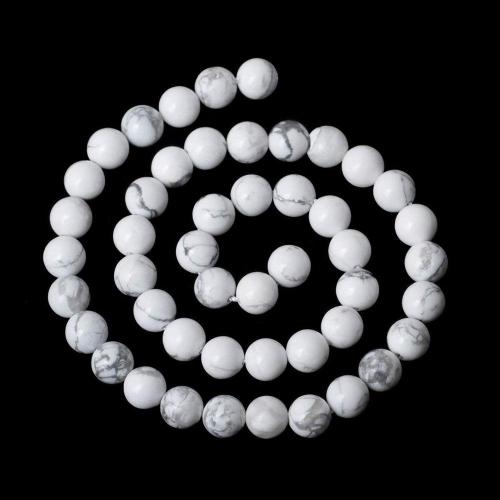 Turkis perler, magnesit, Runde, poleret, mode smykker & du kan DIY & forskellig størrelse for valg, hvid, Solgt Per Ca. 38 cm Strand