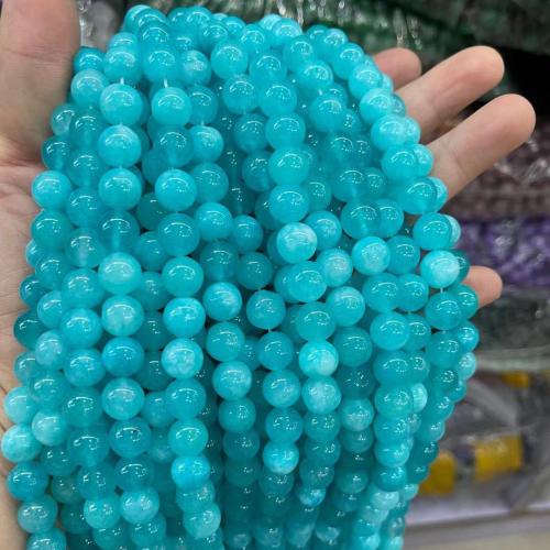 Amazonit Beads, Runde, mode smykker & du kan DIY, blå, 8mm, Solgt Per Ca. 38 cm Strand