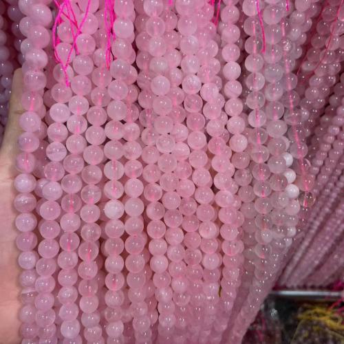 Natuurlijke Rose Quartz parels, Madagascar Rozenkwarts, Ronde, gepolijst, mode sieraden & DIY & verschillende grootte voor keus, roze, Per verkocht Ca 38 cm Strand