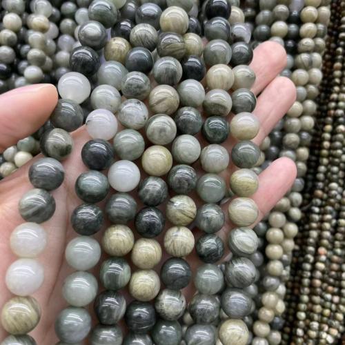 Gemstone Jewelry Beads Green Grass Stone Round polished fashion jewelry & DIY mixed colors Sold Per Approx 38 cm Strand