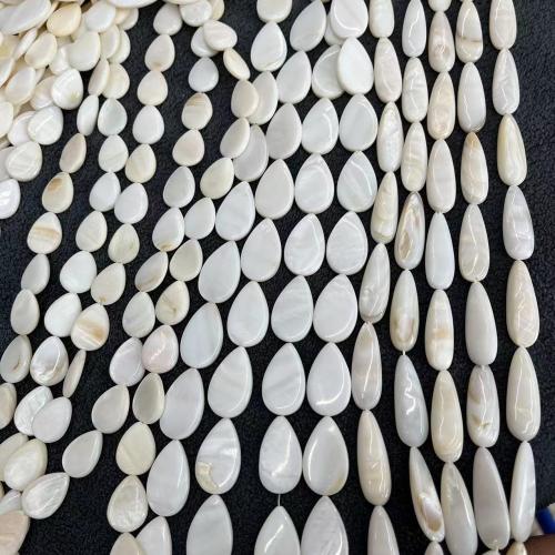 Χάντρες Φυσικό γλυκού νερού Shell, Γλυκού νερού Shell, Teardrop, κοσμήματα μόδας & DIY & διαφορετικό μέγεθος για την επιλογή, λευκό, Sold Με Strand