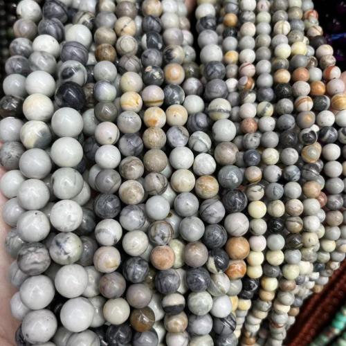 Perles bijoux en pierres gemmes, Jaspe Picasso, Rond, poli, bijoux de mode & DIY & normes différentes pour le choix, couleurs mélangées, Vendu par Environ 38 cm brin