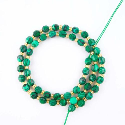 Edelstein Schmuckperlen, Synthetik+Malachit, DIY, grün, 6mm, Länge ca. 38 cm, verkauft von PC