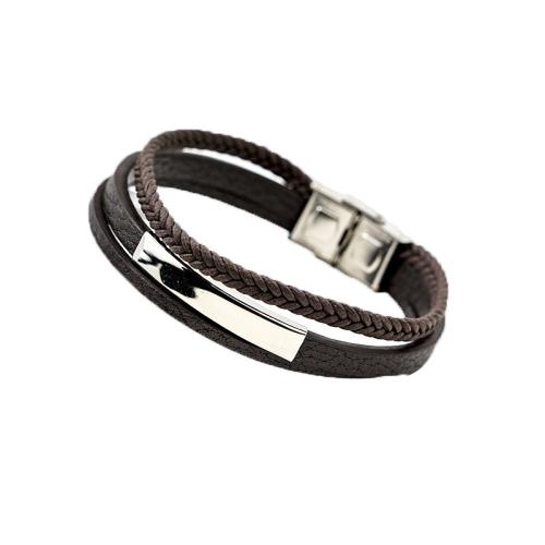 PU leder koord armbanden, met Zinc Alloy, mode sieraden & voor de mens, meer kleuren voor de keuze, Lengte 21 cm, Verkocht door PC