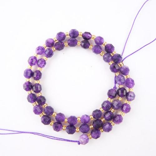 Perles bijoux en pierres gemmes, pierre gemme, DIY & facettes, violet, 6mm, Environ 45PC/brin, Vendu par Environ 38 cm brin