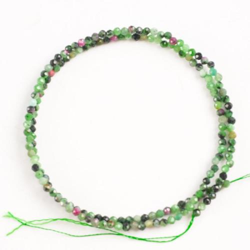 Χάντρες Κοσμήματα πολύτιμος λίθος, Ruby σε Zoisite, DIY & διαφορετικό μέγεθος για την επιλογή & πολύπλευρη, πράσινος, Sold Per Περίπου 38 cm Strand