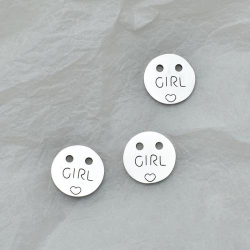 Stainless Steel Tag Charm 304 Stainless Steel Flat Round polished DIY & double-hole original color Sold By PC