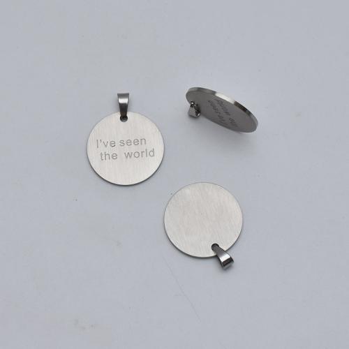 Stainless Steel Tag Charm 304 Stainless Steel Flat Round polished DIY original color Sold By PC