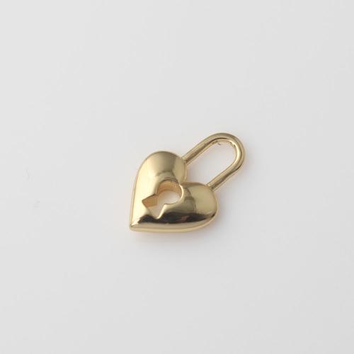 Brass Heart Pendants Lock gold color plated DIY nickel lead & cadmium free Sold By PC
