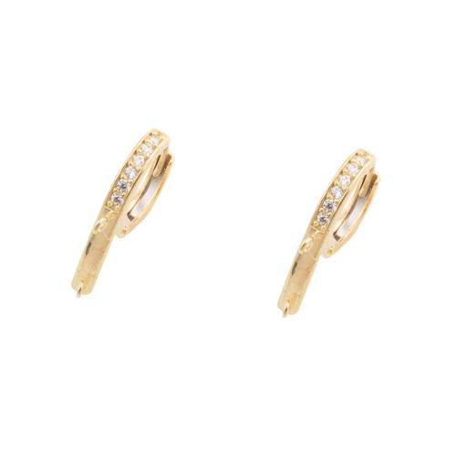 Brass Hoop Earring Components plated DIY & micro pave cubic zirconia gold Sold By Lot