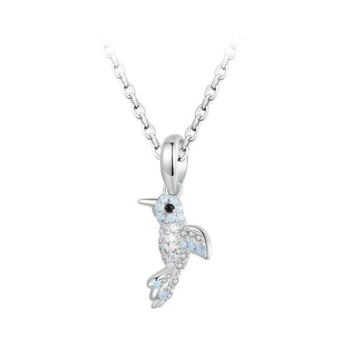 Cubic Zirconia Micro Pave 925 Sterling Silver Pendant with Opal Bird plated & micro pave cubic zirconia & for woman platinum color Sold By PC