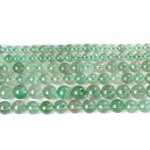 Naturliga Quartz smycken pärlor, Jordgubbs Kvarts, Rund, polerad, mode smycken & DIY & olika storlek för val, grön, Såld Per Ca 40 cm Strand