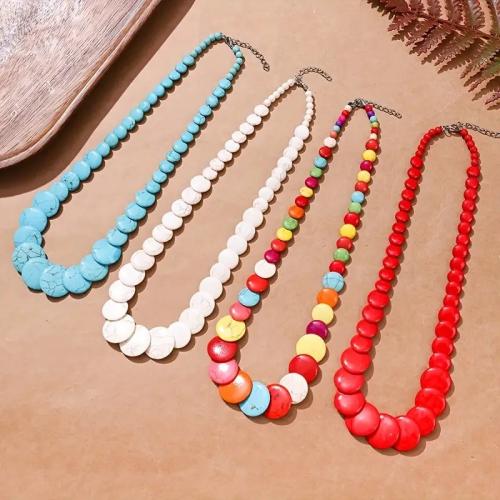 Fashion Necklace Jewelry Turquoise with 5cm extender chain Flat Round fashion jewelry & Bohemian style & for woman Length Approx 49 cm Sold By PC