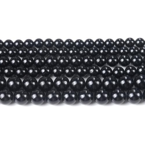 Gemstone smykker perler, Schorl, Runde, poleret, mode smykker & du kan DIY & forskellig størrelse for valg, sort, Solgt Per Ca. 40 cm Strand