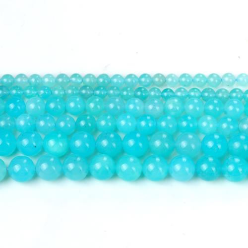 Amazonit Perlen, rund, poliert, Modeschmuck & DIY & verschiedene Größen vorhanden, himmelblau, verkauft per ca. 40 cm Strang