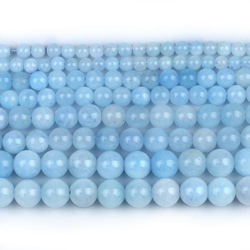 Perles en jade, Rond, poli, bijoux de mode & teints & DIY & normes différentes pour le choix, bleu de mer, Vendu par Environ 38 cm brin