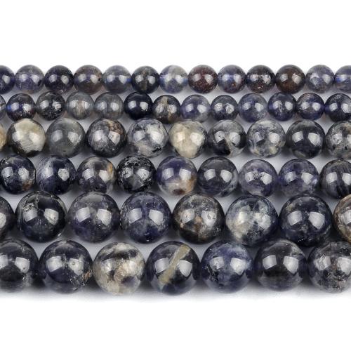 Gemstone smykker perler, Iolite, Runde, poleret, mode smykker & du kan DIY & forskellig størrelse for valg, blandede farver, Solgt Per Ca. 38 cm Strand