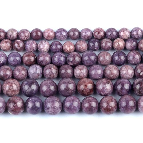 Gemstone Jewelry Beads Natural Lepidolite Round polished fashion jewelry & DIY purple Sold Per Approx 38 cm Strand