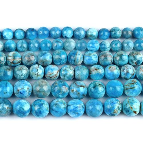 Gemstone smykker perler, apatitter, Runde, poleret, mode smykker & du kan DIY & forskellig størrelse for valg, blå, Solgt Per Ca. 38 cm Strand