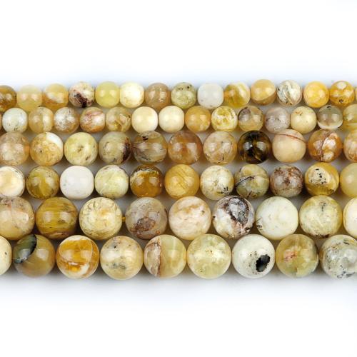 Χάντρες Κοσμήματα πολύτιμος λίθος, Κίτρινο Opal, Γύρος, γυαλισμένο, κοσμήματα μόδας & DIY & διαφορετικό μέγεθος για την επιλογή, μικτά χρώματα, Sold Per Περίπου 38 cm Strand