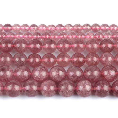 Prirodni kvarc nakit Beads, jagoda kvarc, Krug, uglađen, modni nakit & možete DIY & različite veličine za izbor, roze, Prodano Per Približno 38 cm Strand