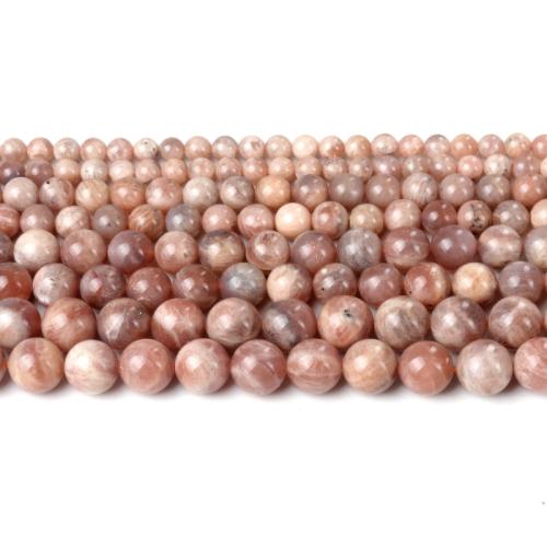 Gemstone smykker perler, Sunstone, Runde, poleret, mode smykker & du kan DIY & forskellig størrelse for valg, blandede farver, Solgt Per Ca. 40 cm Strand