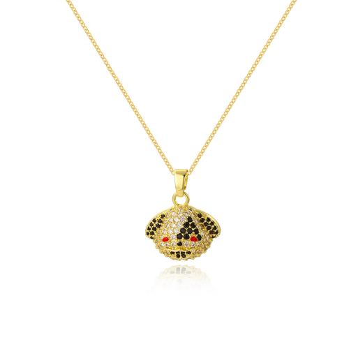 Cubic Zircon Micro Pave Brass Necklace with 5cm extender chain Panda 18K gold plated fashion jewelry & micro pave cubic zirconia & for woman nickel lead & cadmium free Length Approx 45 cm Sold By PC