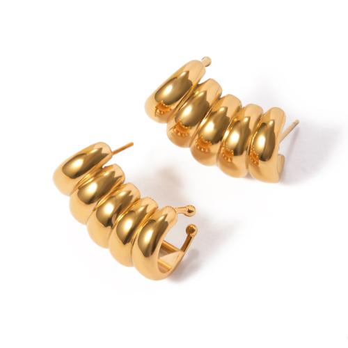 Roestvrij staal Stud Earrings, 304 roestvrij staal, 18K verguld, mode sieraden & voor vrouw, gouden, 20.10x32mm, Verkocht door pair