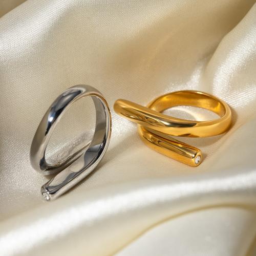 Strass roestvrij staal vinger ring, 304 roestvrij staal, mode sieraden & voor vrouw & met strass, meer kleuren voor de keuze, Verkocht door PC