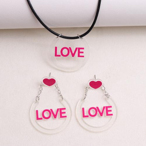 Acrylic Jewelry Set Stud Earring & necklace stoving varnish fashion jewelry & for woman Necklace 40cm tail 5cm; Stud . Sold By Set